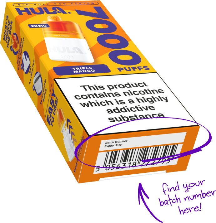 HULA Product Box with Batch Number Location